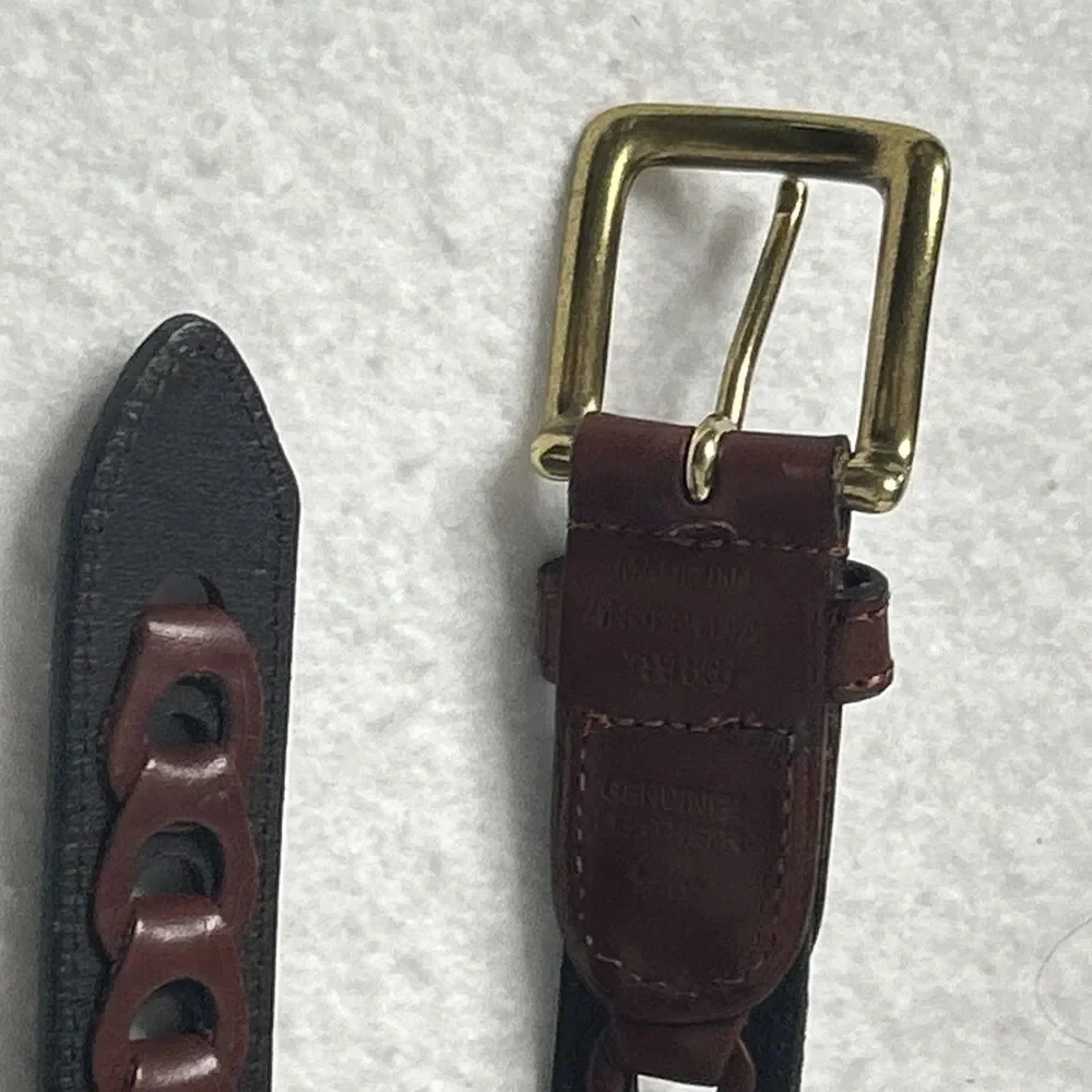 Leather Braided Belt Men’s 44 Brown And Black Brass Buckle Vintage Argentina